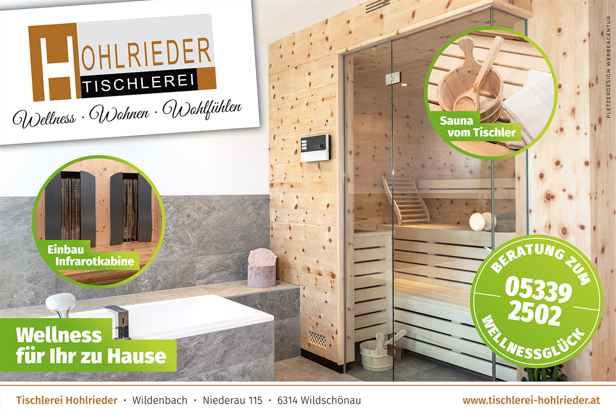 Tischlerei Hohlrieder - Zeitungsinserat Wellness